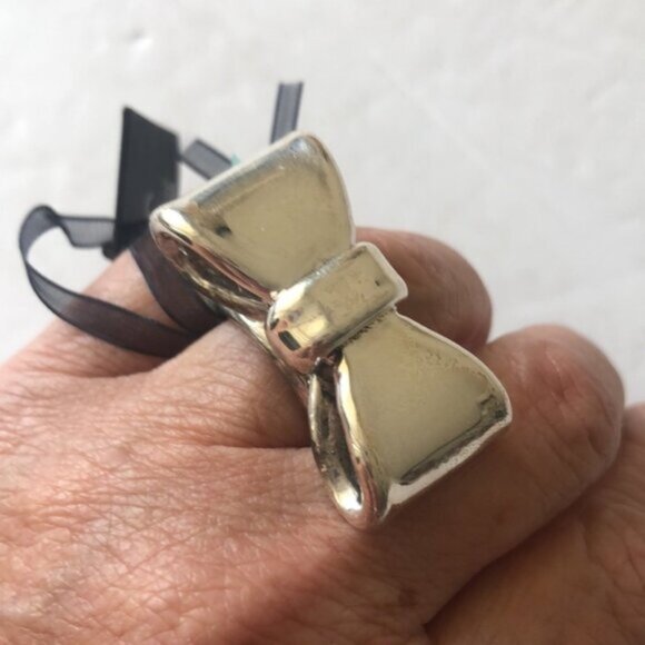 E&L Israel Ring Sterling Silver Electroform Bow  Sz.8 - Picture 8 of 16